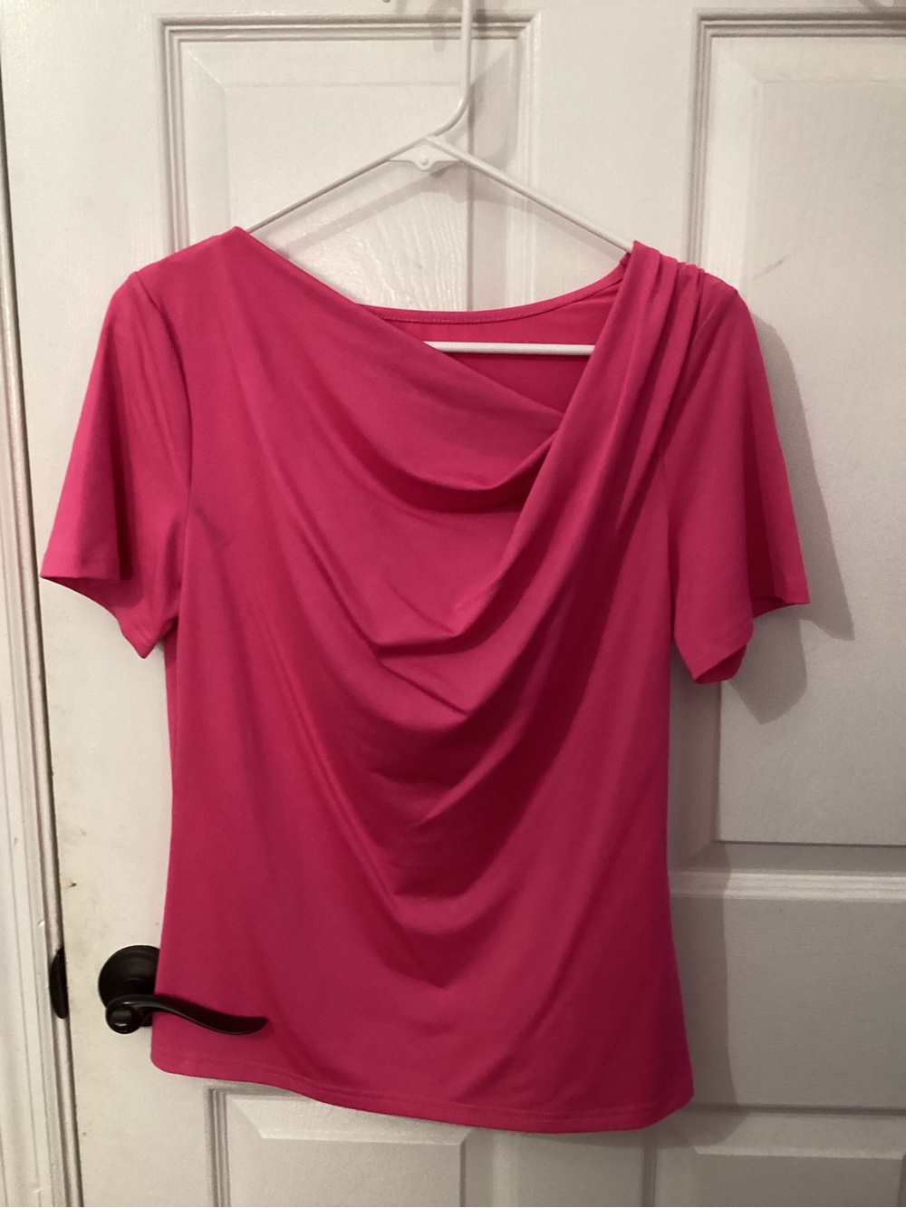 SHEIN Hot Pink Draped Short Sleeve Blouse